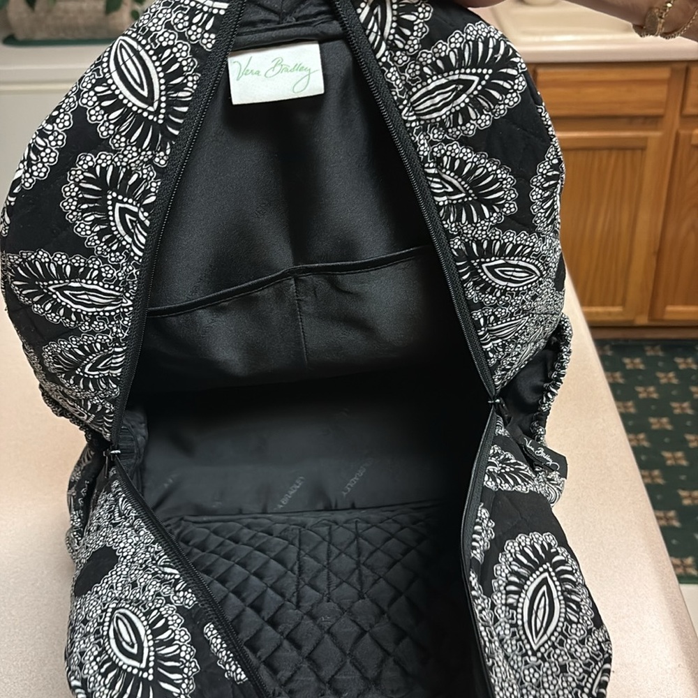 Vera Bradley Black and White Floral Backpack - Picture 9 of 9